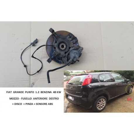 FIAT GRANDE PUNTO 1.2 48KW HUB DE LA FUSÉE D'ESSIEU AVANT DROIT PILIER