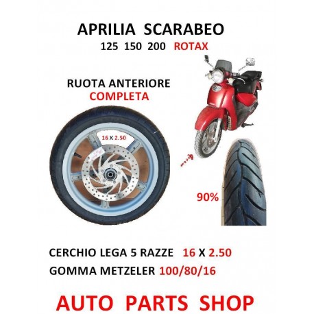 RUOTA ANTERIORE CERCHIO GOMMA APRILIA SCARABEO 125 150 200 16x2.5 100/80/16
