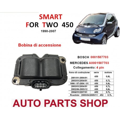 BOBINA ACCENSIONE SMART FORTWO 450 452 BOSCH0001587703 / A0001587703