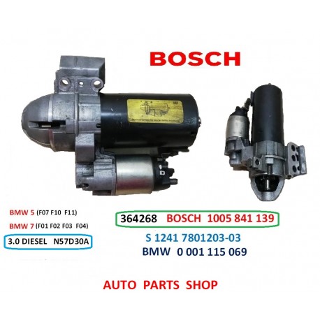 MOTORINO AVVIAMENTO BMW 5/7 BOSCH 1005841139 S12417801203 F10 F11 F07