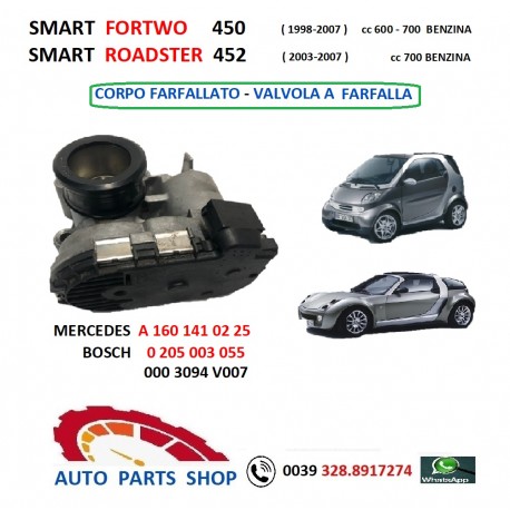 CORPO FARFALLATO SMART FORTWO - ROADSTER 0.6 - 0.7 BENZINA A1601410225