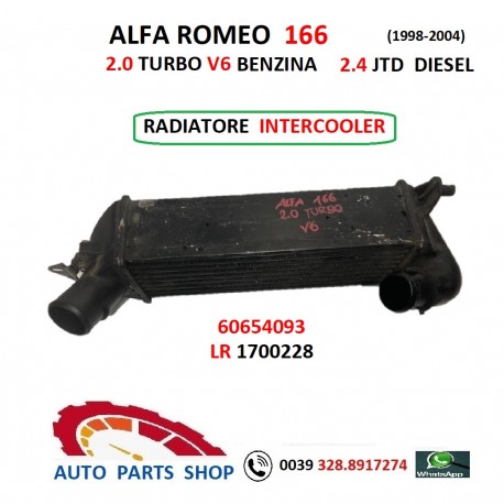 60654093 RADIATORE INTERCOOLER ALFA ROMEO 166 2.0 TURBO BENZ V6 - 2.4