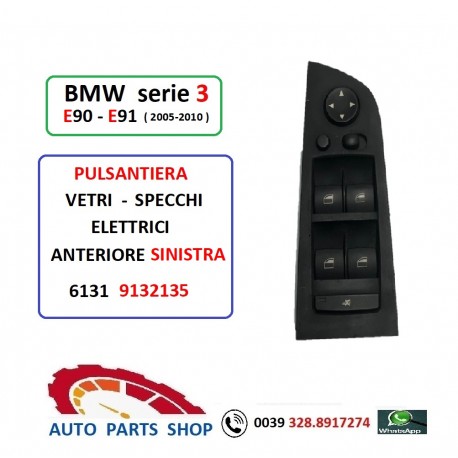 9132135 BMW Serie 3  E90 E91 PULSANTIERA VETRI SPECCHI ELETTRICI SINISTRA