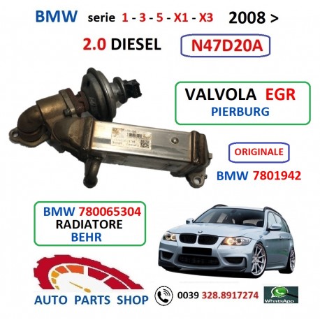 VALVOLA EGR RADIATORE GAS SCARICO BMW 1 3 5 X1 X3 N47D20A 2.0 DIESEL
