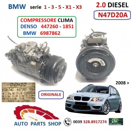 DENSO 447260-1851 COMPRESSORE CLIMA BMW 1 3 5 X1 X3 2.0 DIESEL N47D20A