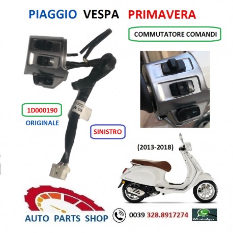 COMMUTATORE COMANDI SINISTRO DEVIO LUCI PIAGGIO VESPA PRIMAVERA 2013-2018