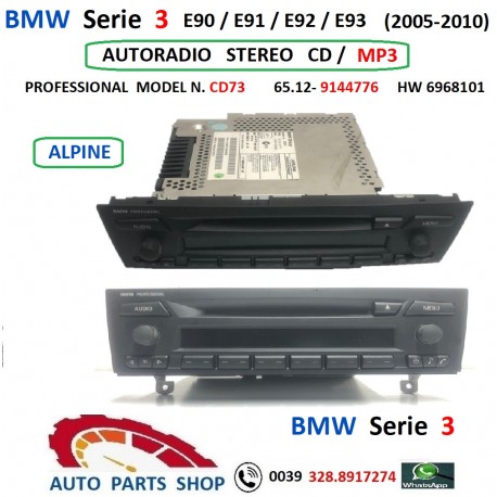 65.12-9144776 BMW serie 3 AUTORADIO STEREO CD MP3 ALPINE PROFESSIONAL E90/E91/E92/E93